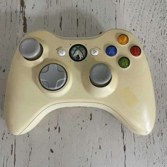 RARE Xbox 360 Wireless Controller Sand Color Tested Working No Batteries FLAWS - Picture 1 of 10
